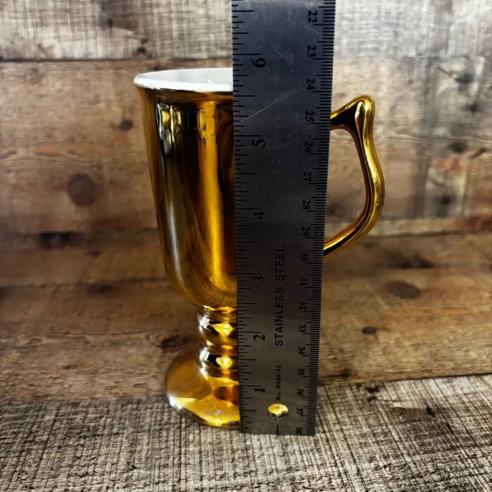 Vtg 1940's Set Of 4 Hall China Golden Glo Irish Coffee Pedestal Mugs 1272